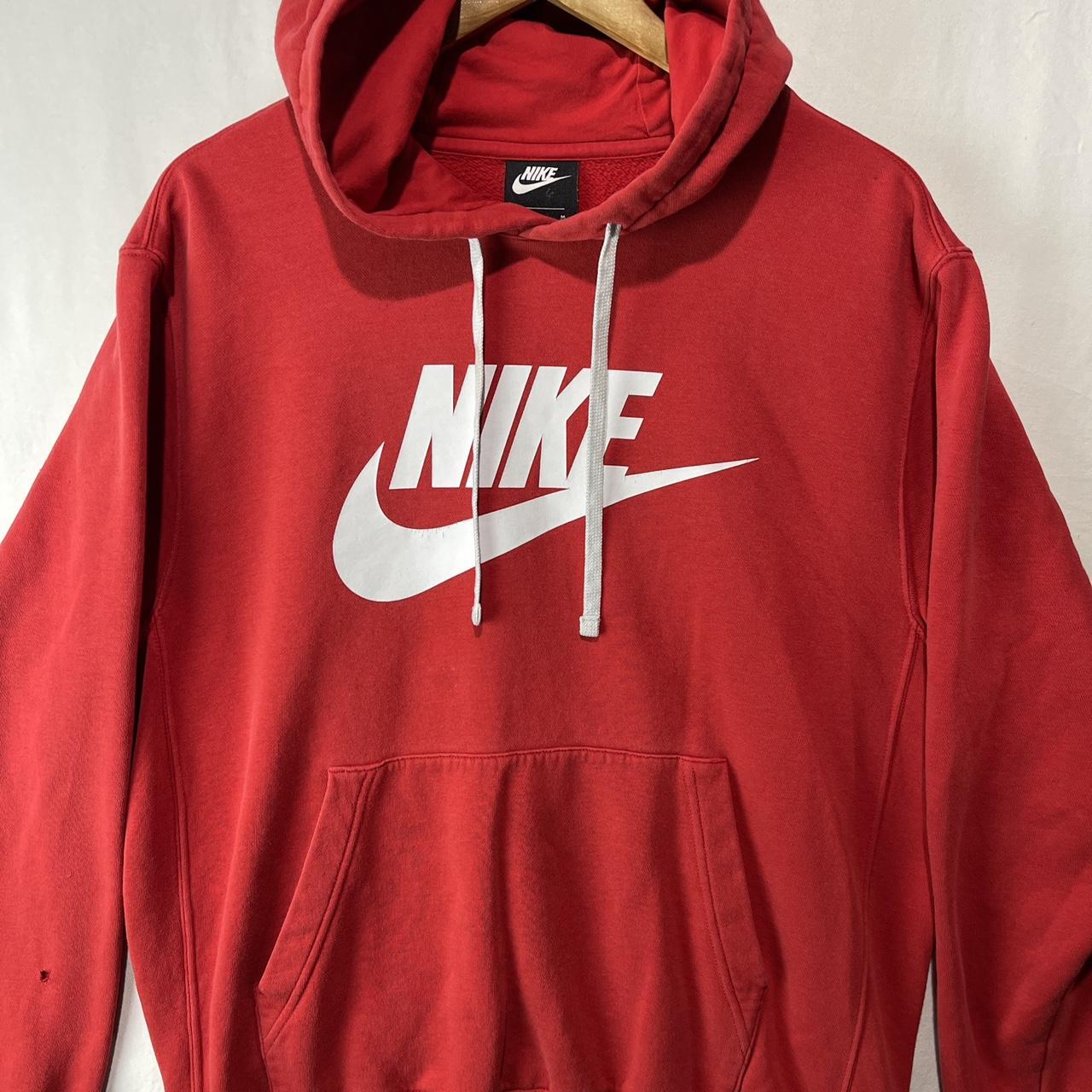 Nike Men's Red and White Hoodie | Depop