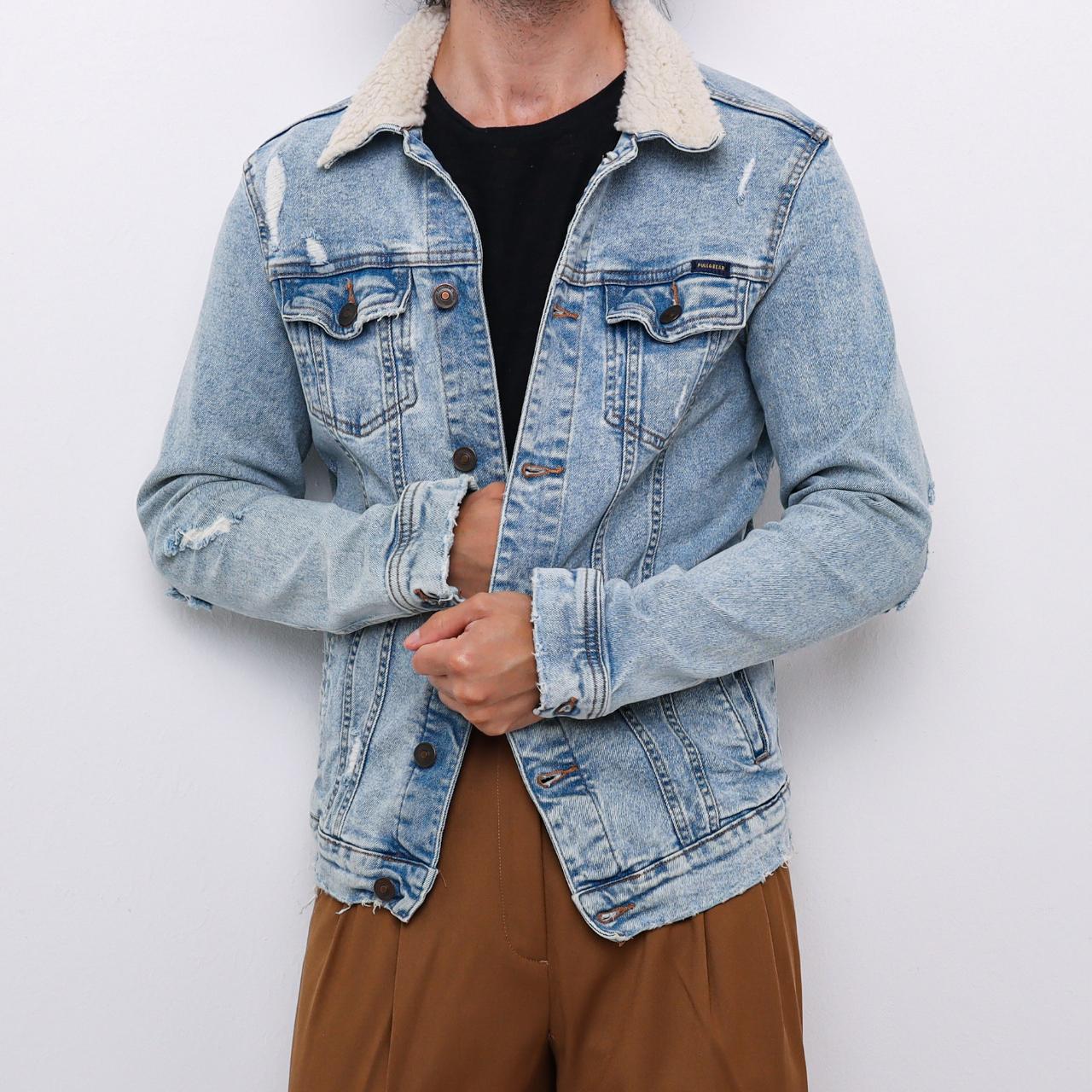 Bershka men's denim jacket best sale