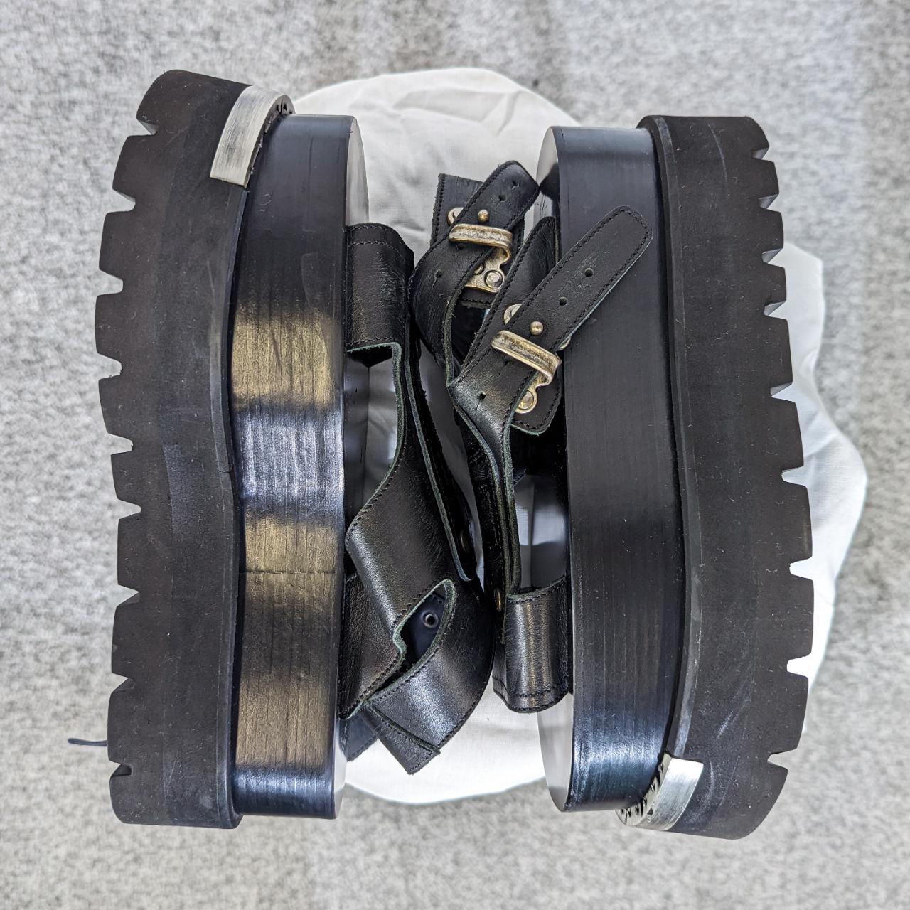 ★MM6★LEATHER FLATFORM SANDALS MM6 Maison Margiela Webbing Leather Sandals | Black | FARFETCH
