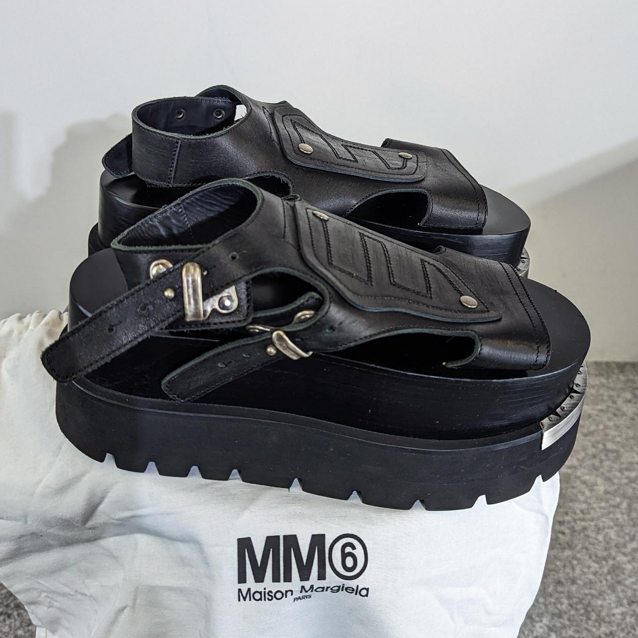 MM6 MAISON MARGIELA Black Platform Leather Sandals | Depop