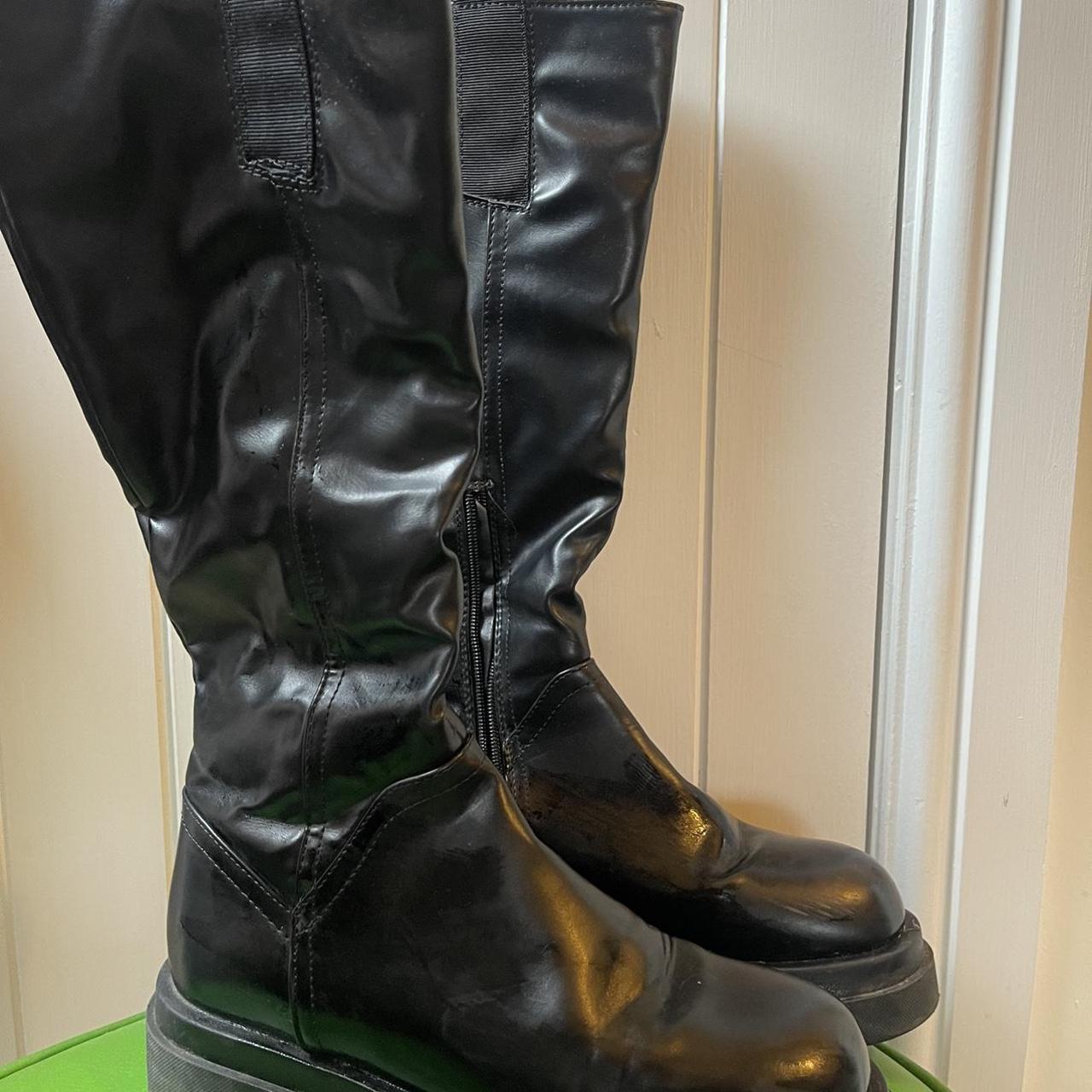 faux leather booties black