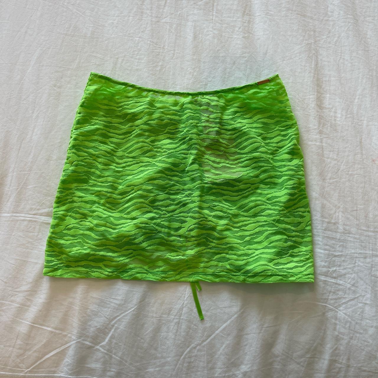 Savage X Fenty Neon Green Zebra Skirt - brand new.... - Depop