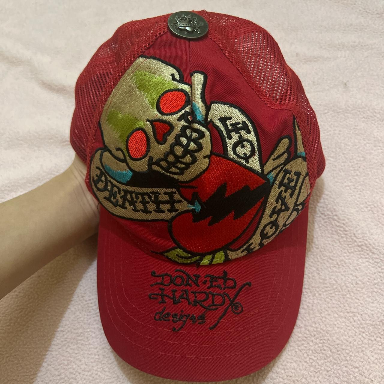 Ed Hardy Women's Red Hat | Depop