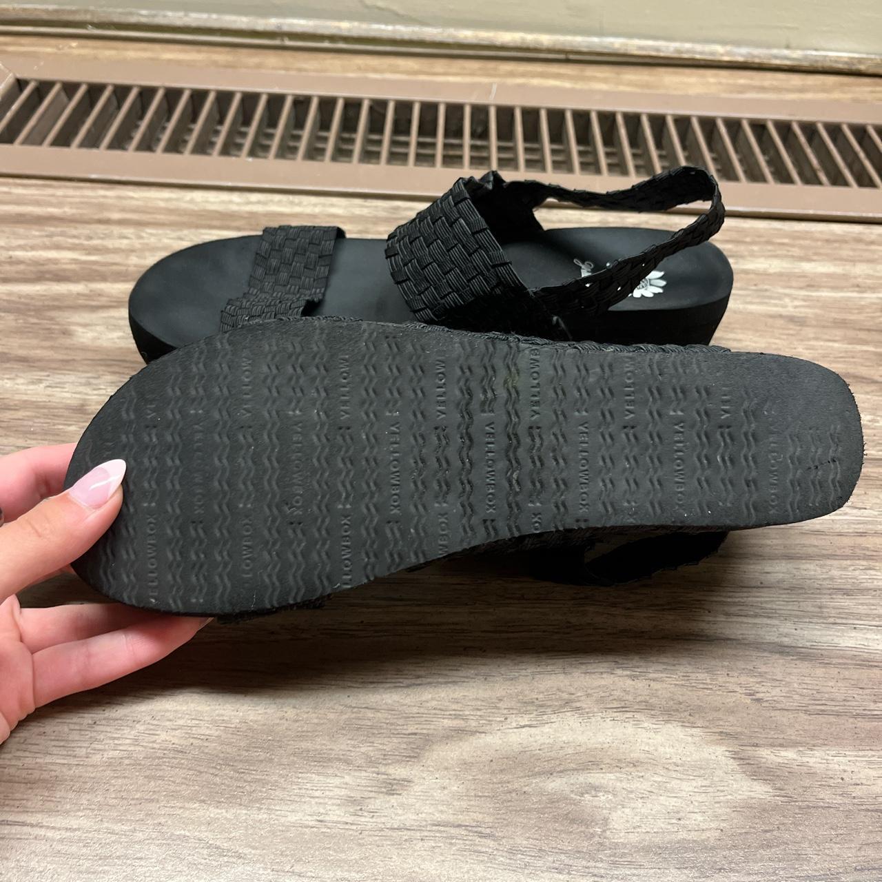 Yellow box black y2k platform sandals! Kind of a... Depop