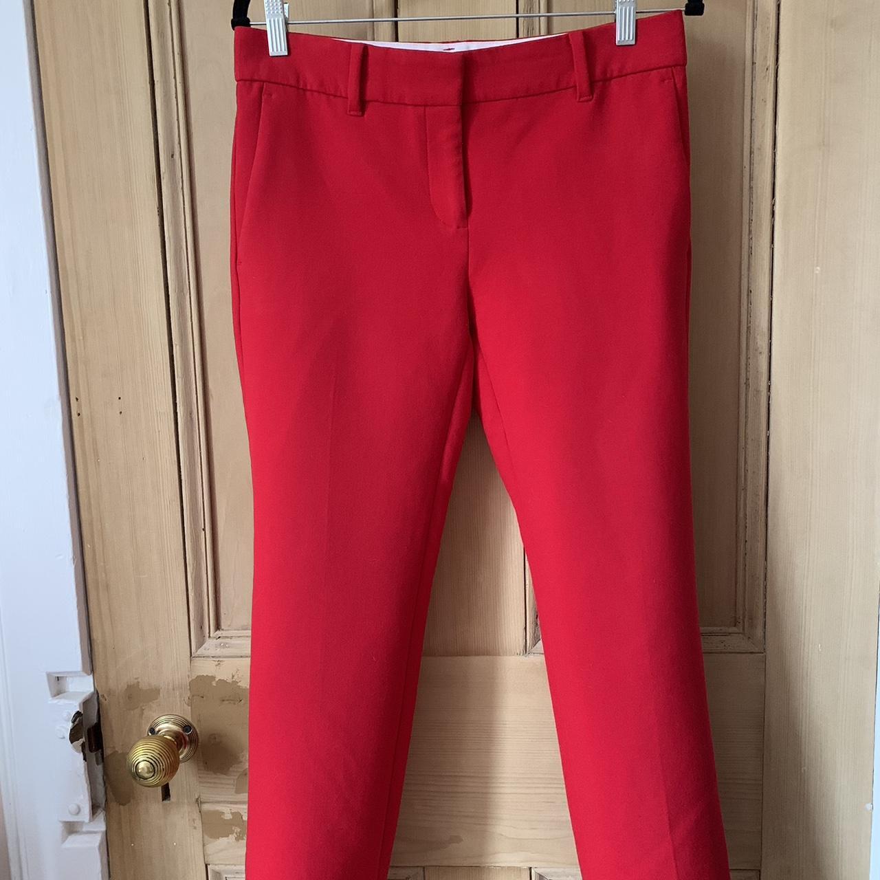 Ann Taylor red jubilee trousers with ruffled... - Depop