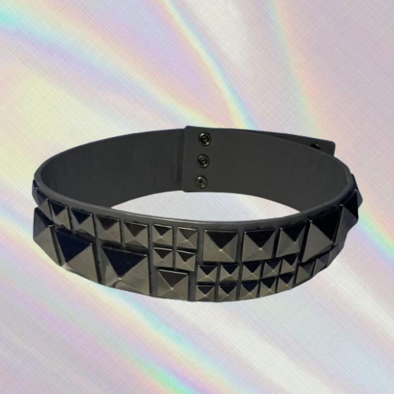 🌑 Vintage 00s scene/emo chunky pyramid studded belt... Depop