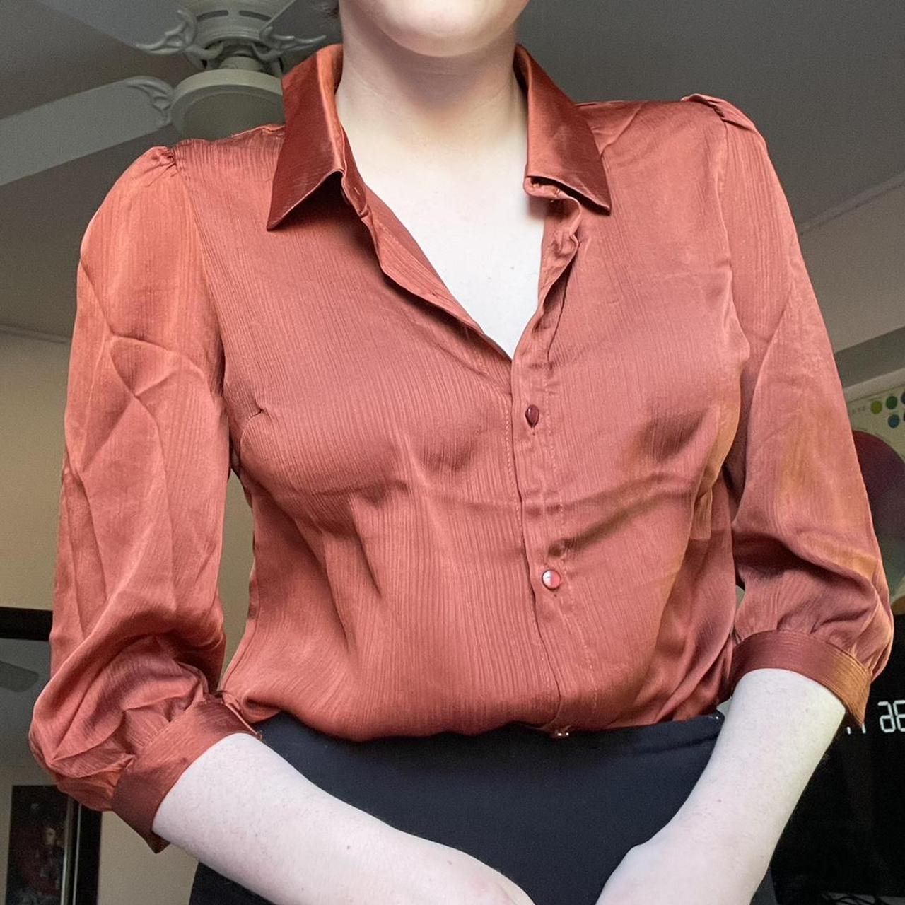 Women's burnt shop orange dress shirt