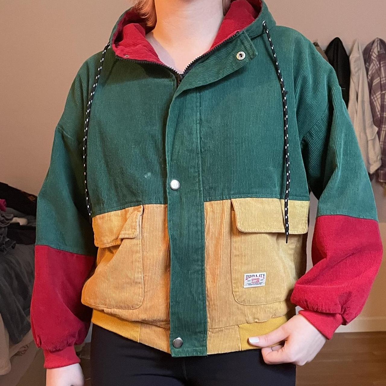 red green yellow color block jacket