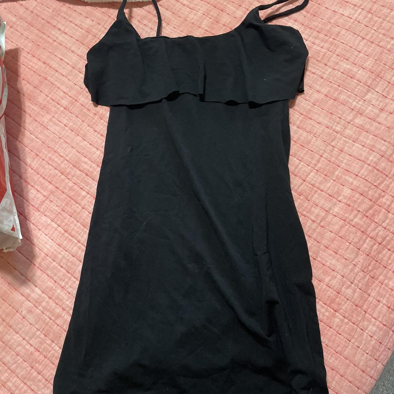 susana monaco black mini dress with ruffle top and... - Depop