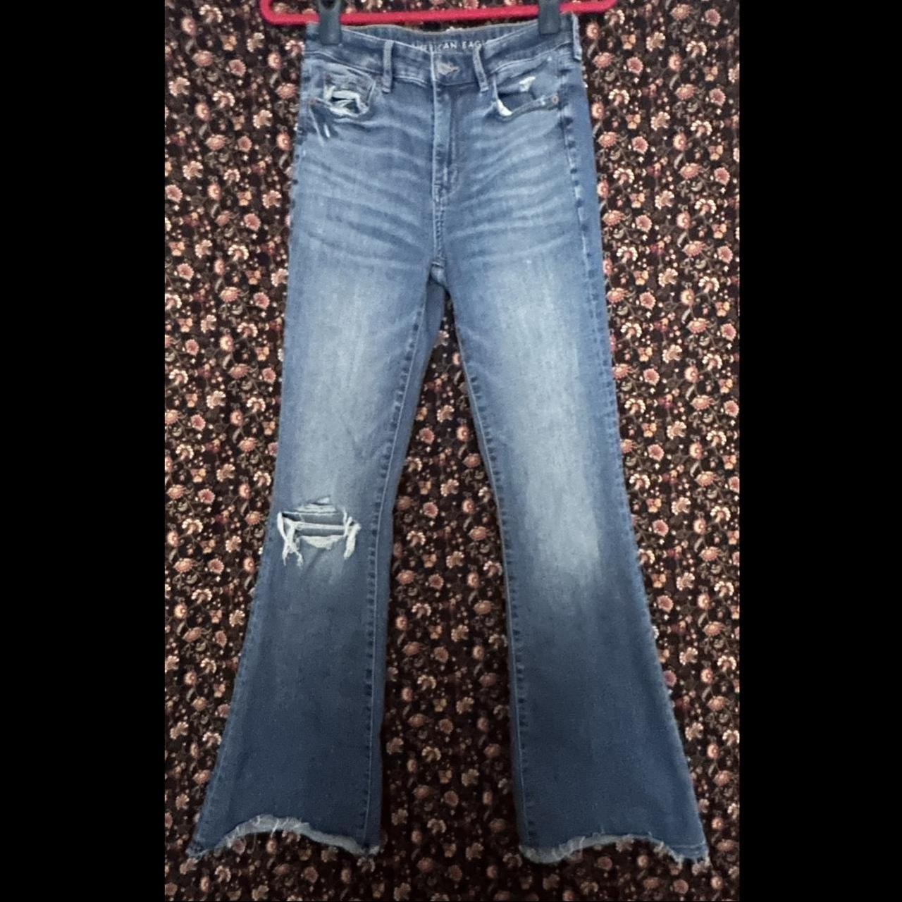 american eagle flare jeans - very stretchy - were - Depop