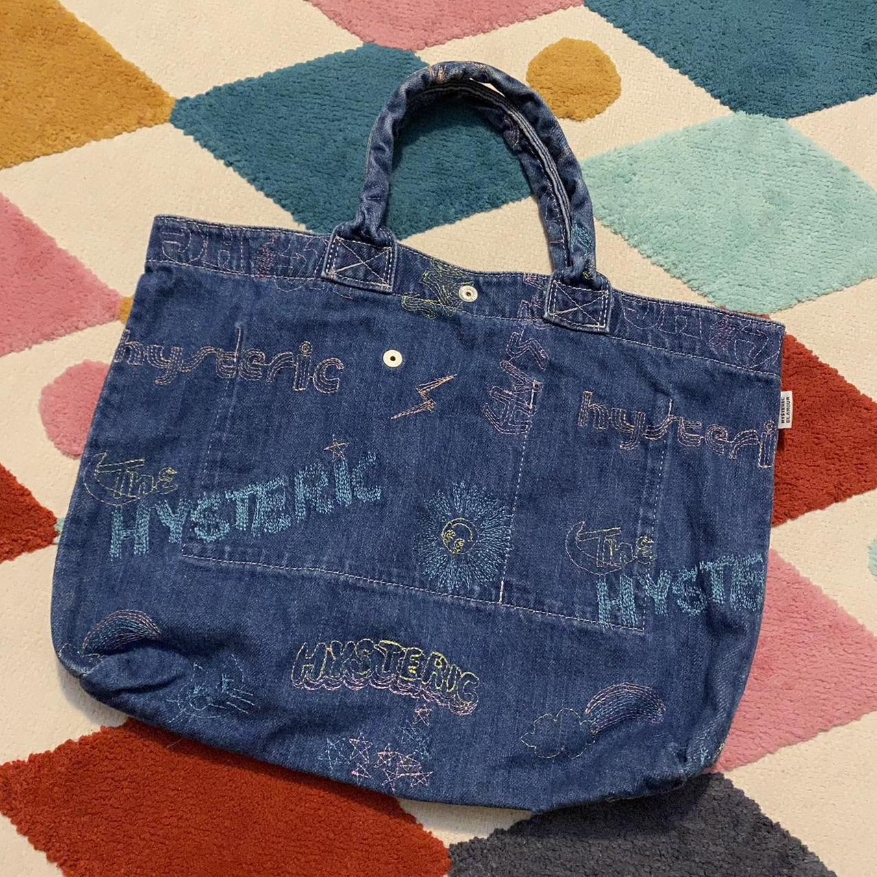 rare hysteric glamour embroidered denim bag...