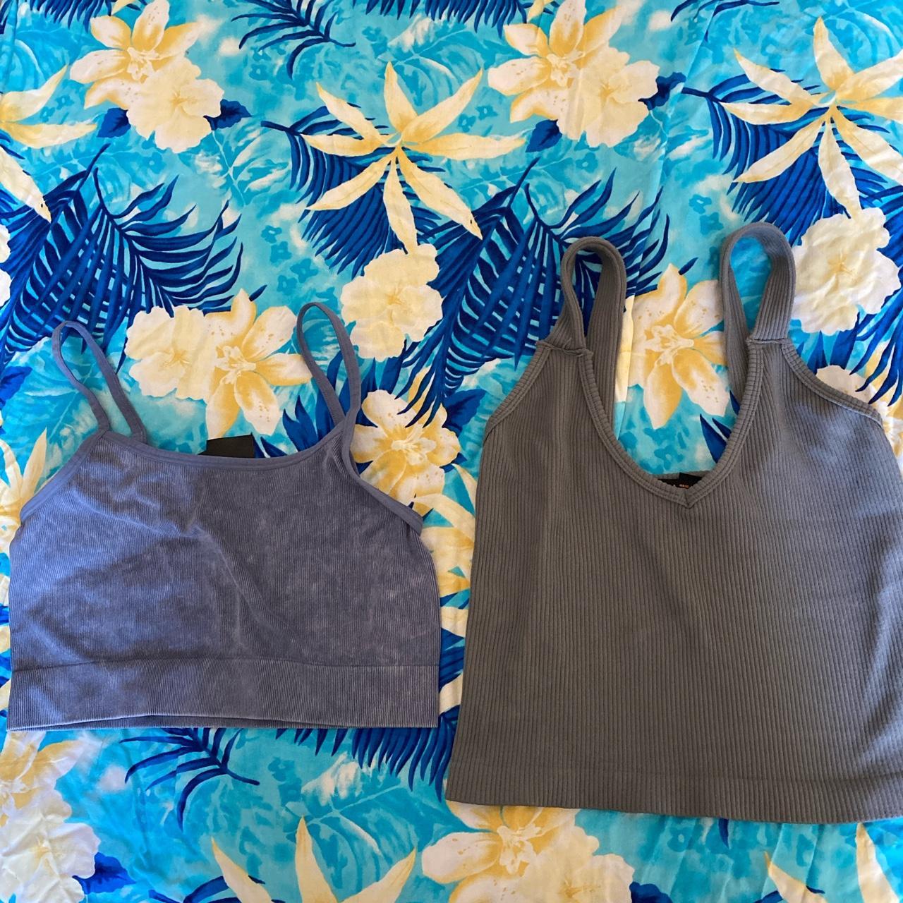 Blue crop top (xs) & grey crop top (one size) Depop