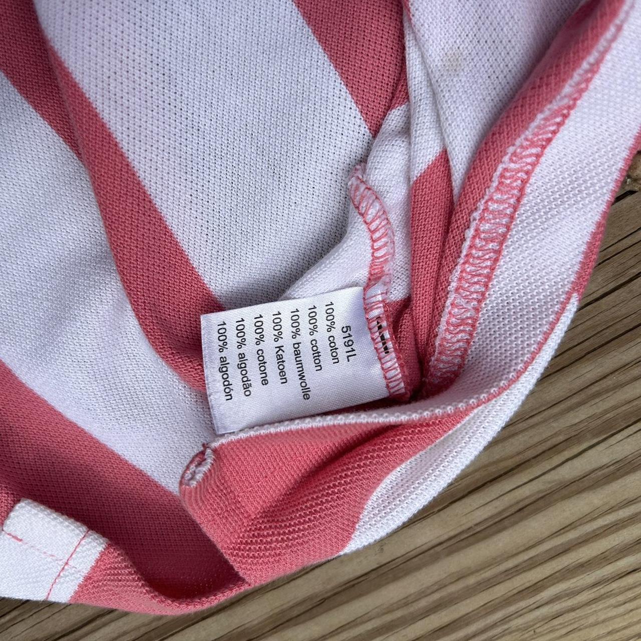 mens L Lacoste pink and white striped polo // small... - Depop