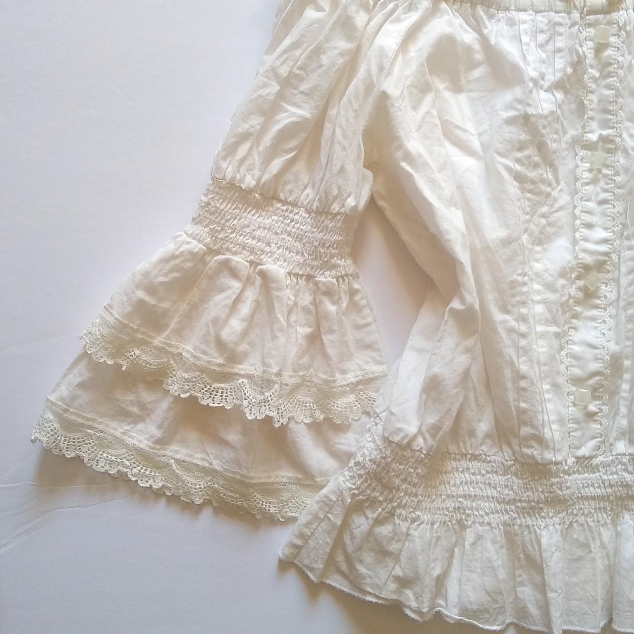 White lolita ruffle milkmaid princess lace top from... - Depop