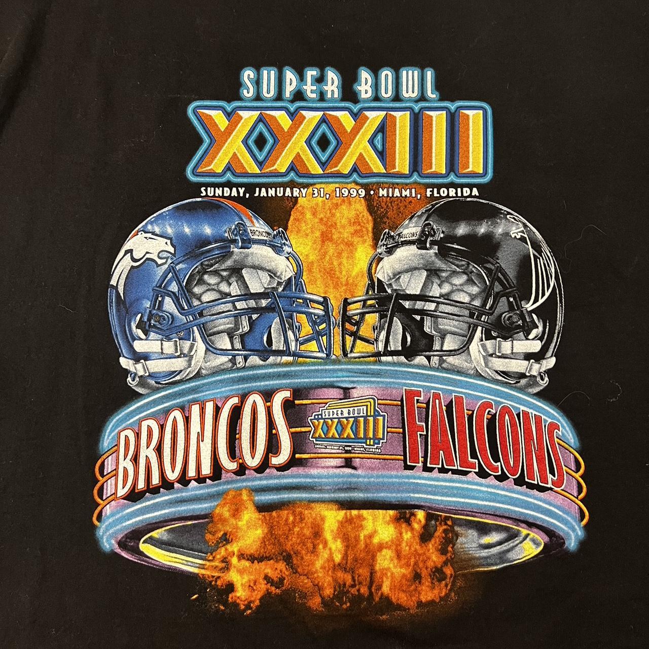 Vtg 1999 Denver Broncos Atlanta Falcons Super Bowl T Shirt XL NFL XXXIII  PHOTOS