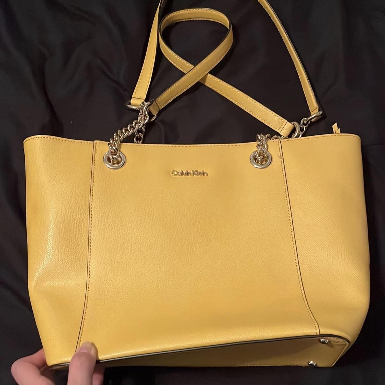 Calvin Klein Women's Yellow and Gold Bag | Depop