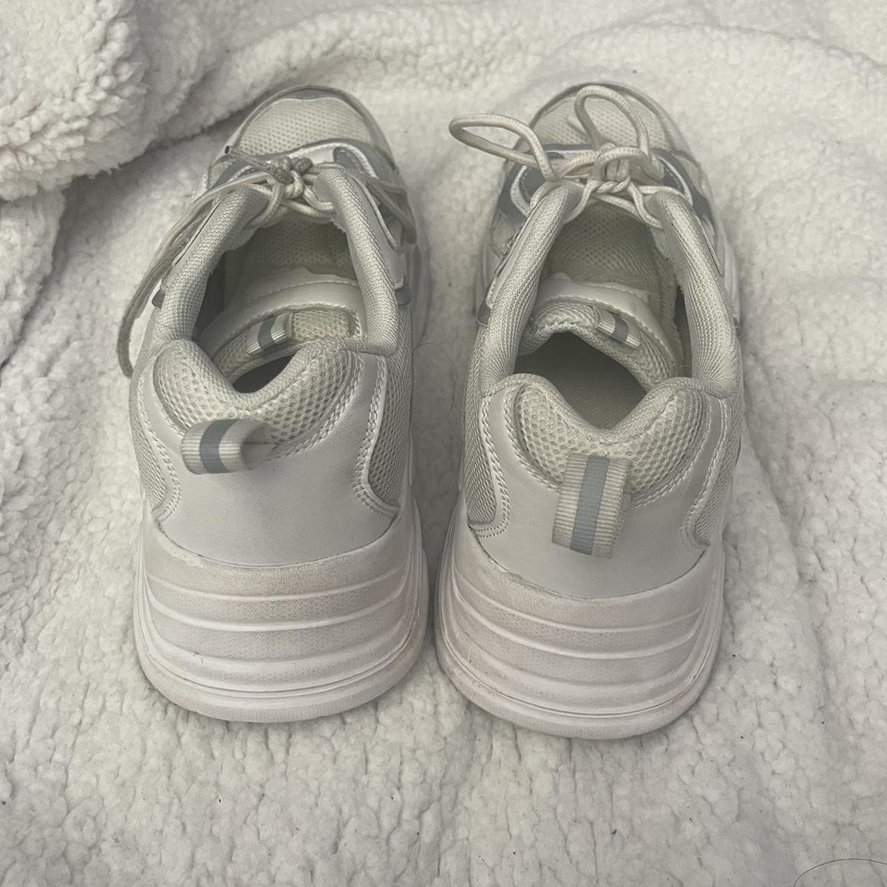 white and silver sneakers pls go to shopping... - Depop