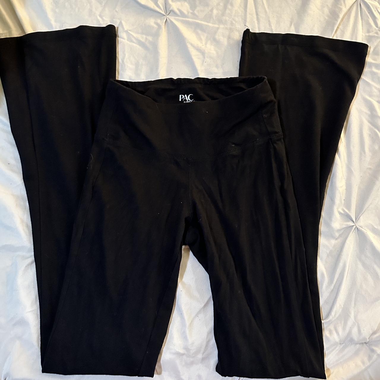 Black flare leggings - wore once - size XS - pac... - Depop