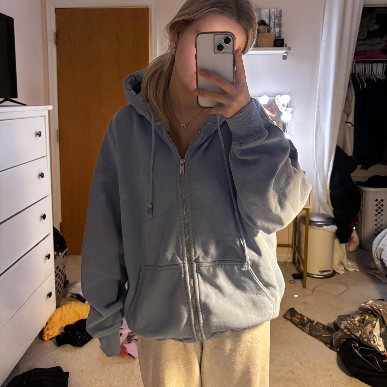 brandy melville oversized zip up barely worn, thick... - Depop