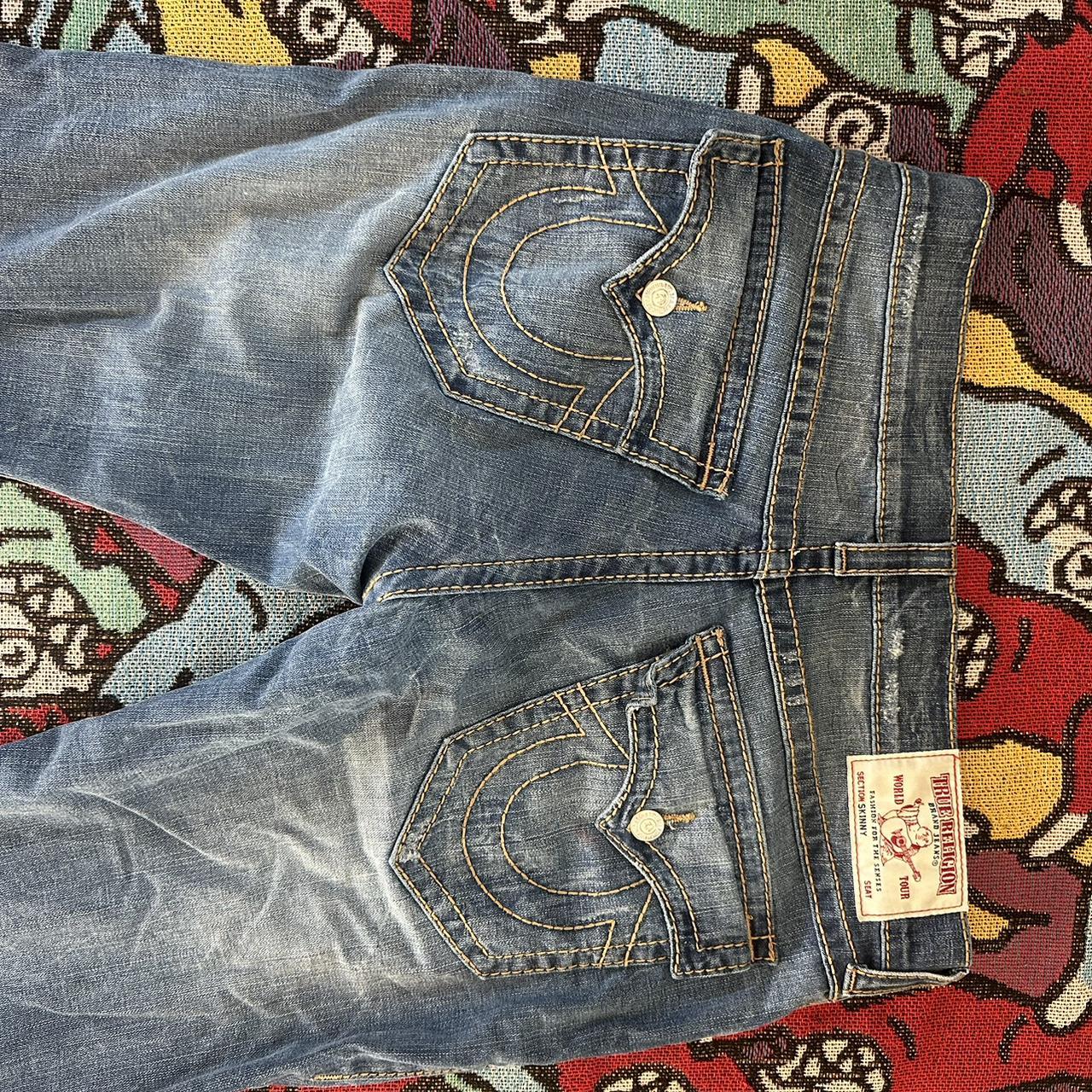 TRUE RELIGION FLARED JEANS Sewed at bottom to flare... - Depop