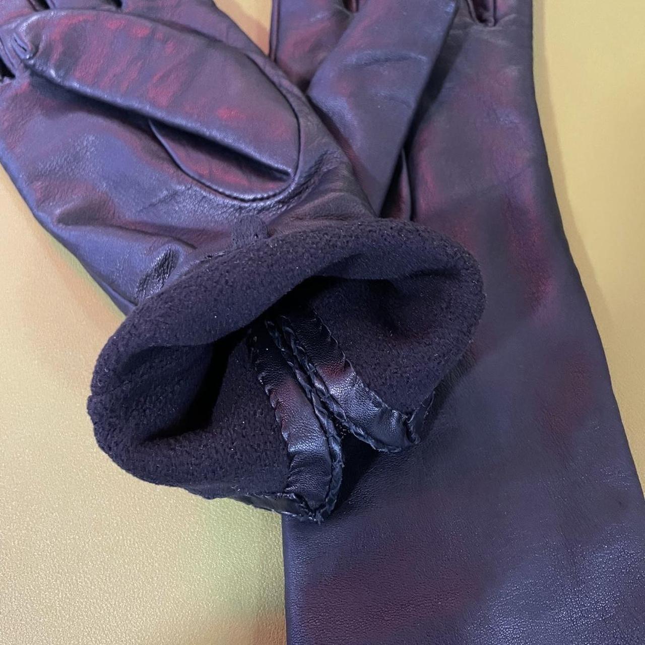 Black faux leather winter gloves with cute... Depop