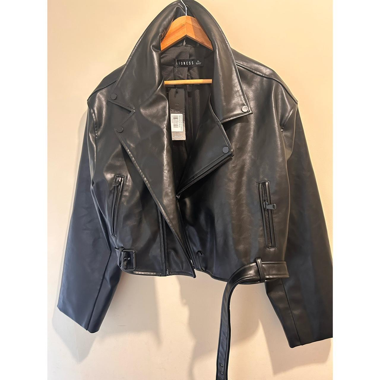 Lioness cropped faux leather jacket, Size XL (AU14),... - Depop