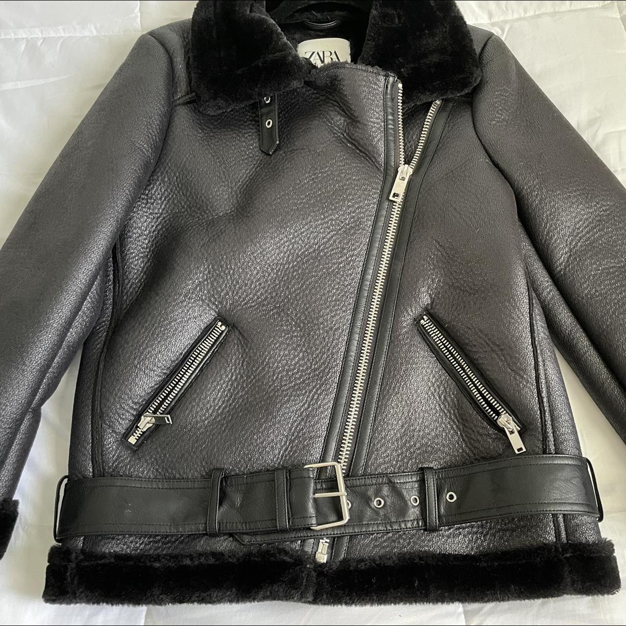 Contrasting biker jacket on sale zara