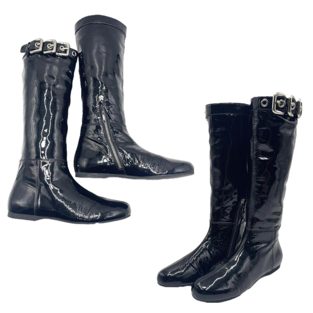 Vintage Miu Miu Patent Leather Boots with Metal