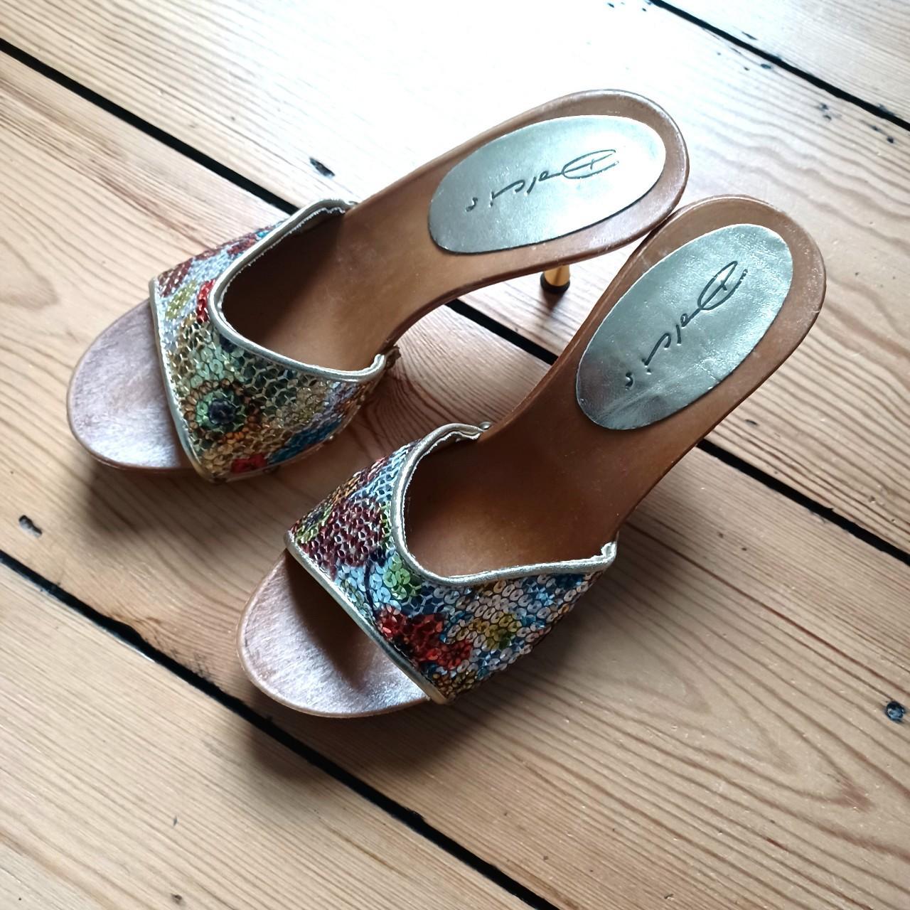 Vintage 90s Dolcis sparkly sequinned mules with stud... - Depop