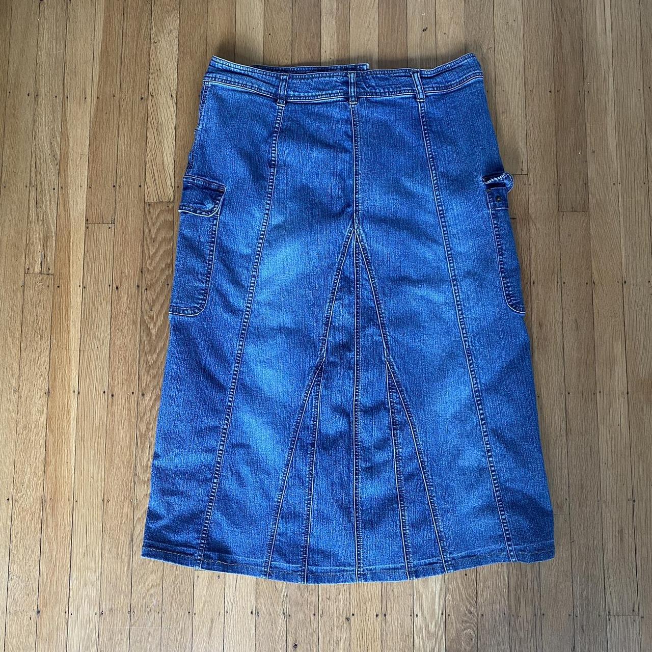 y2k denim maxi skirt perfect condition tag says... Depop