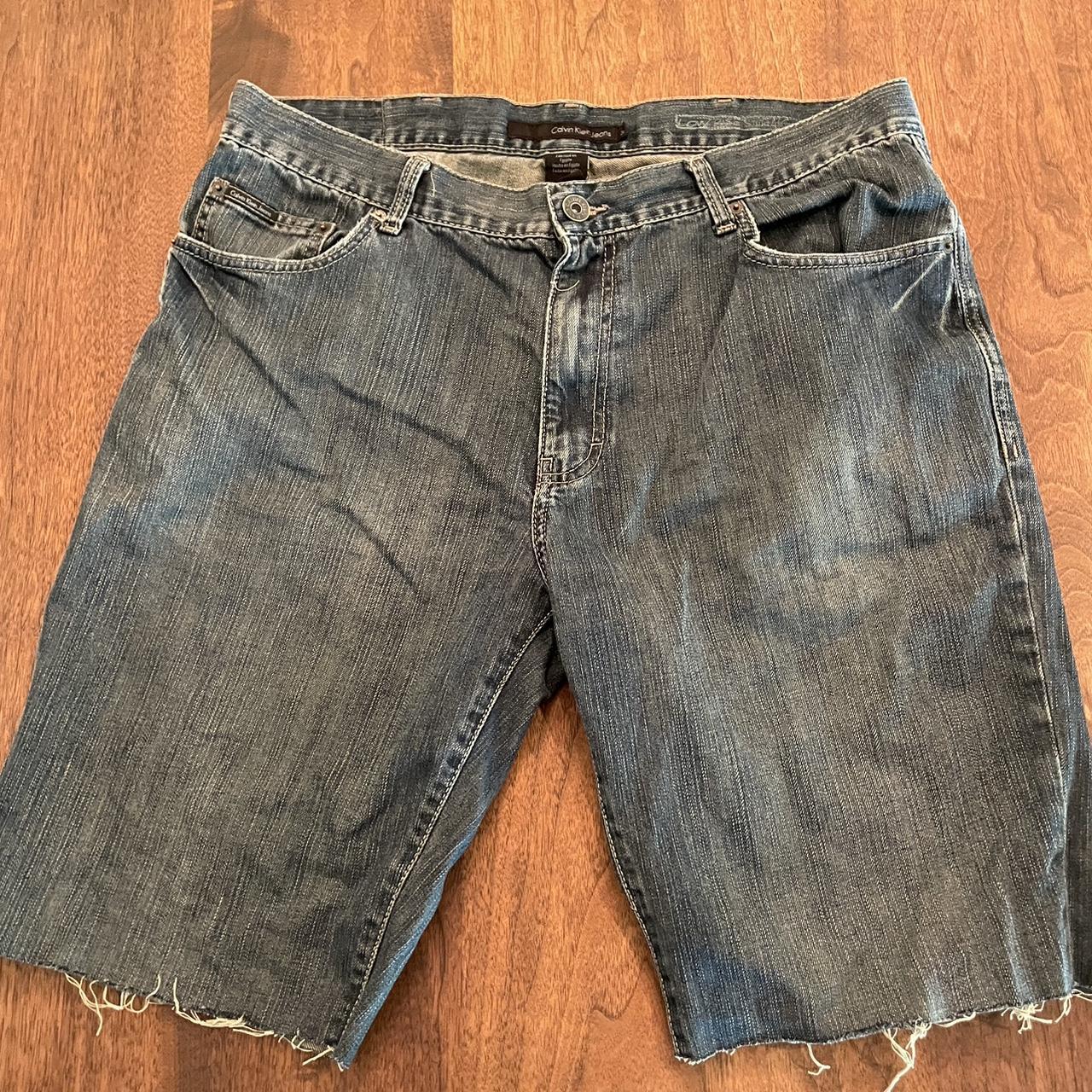 Darkwash Calvin Klein cut jorts Design on back... - Depop