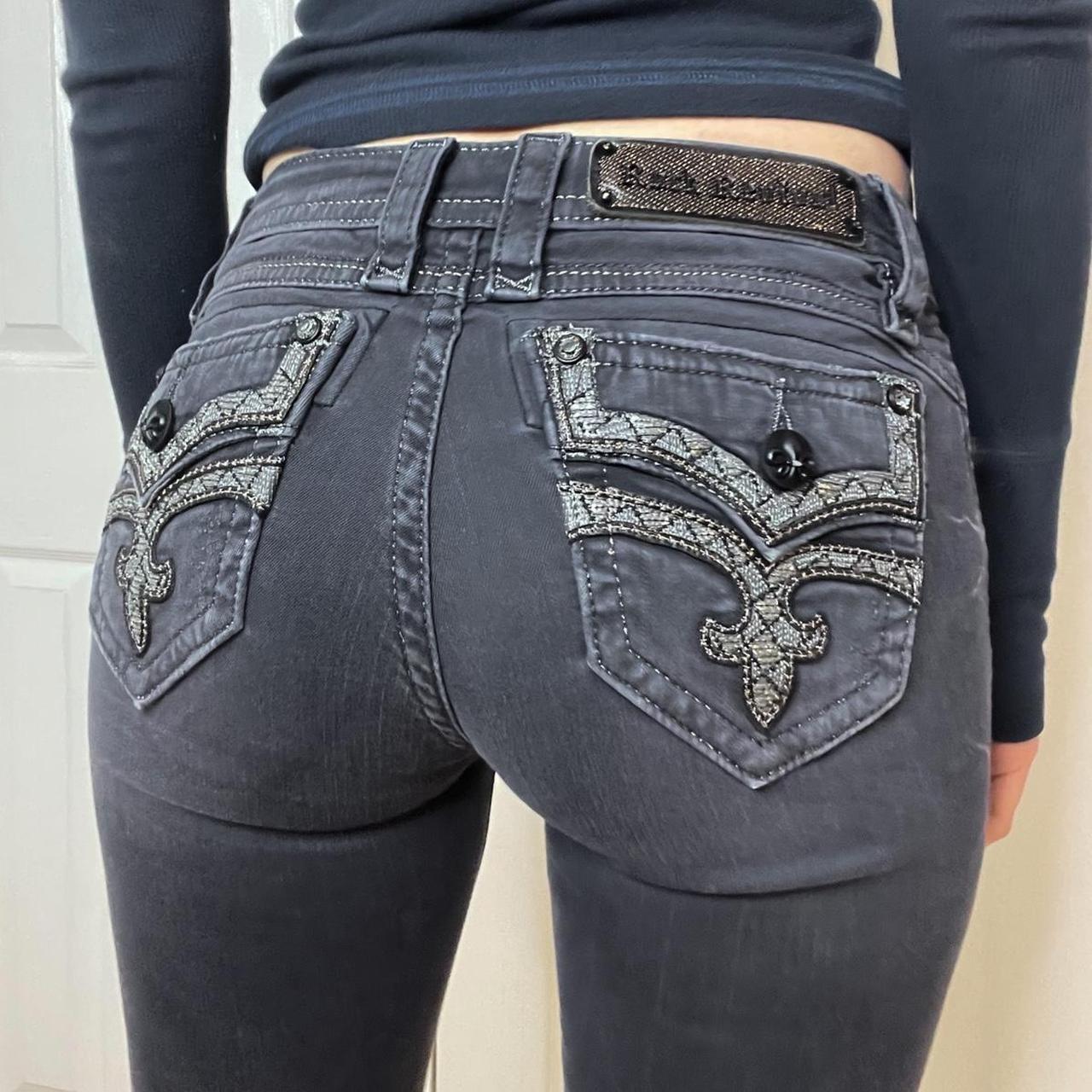 rock revival jeans black/dark grey low rise... Depop