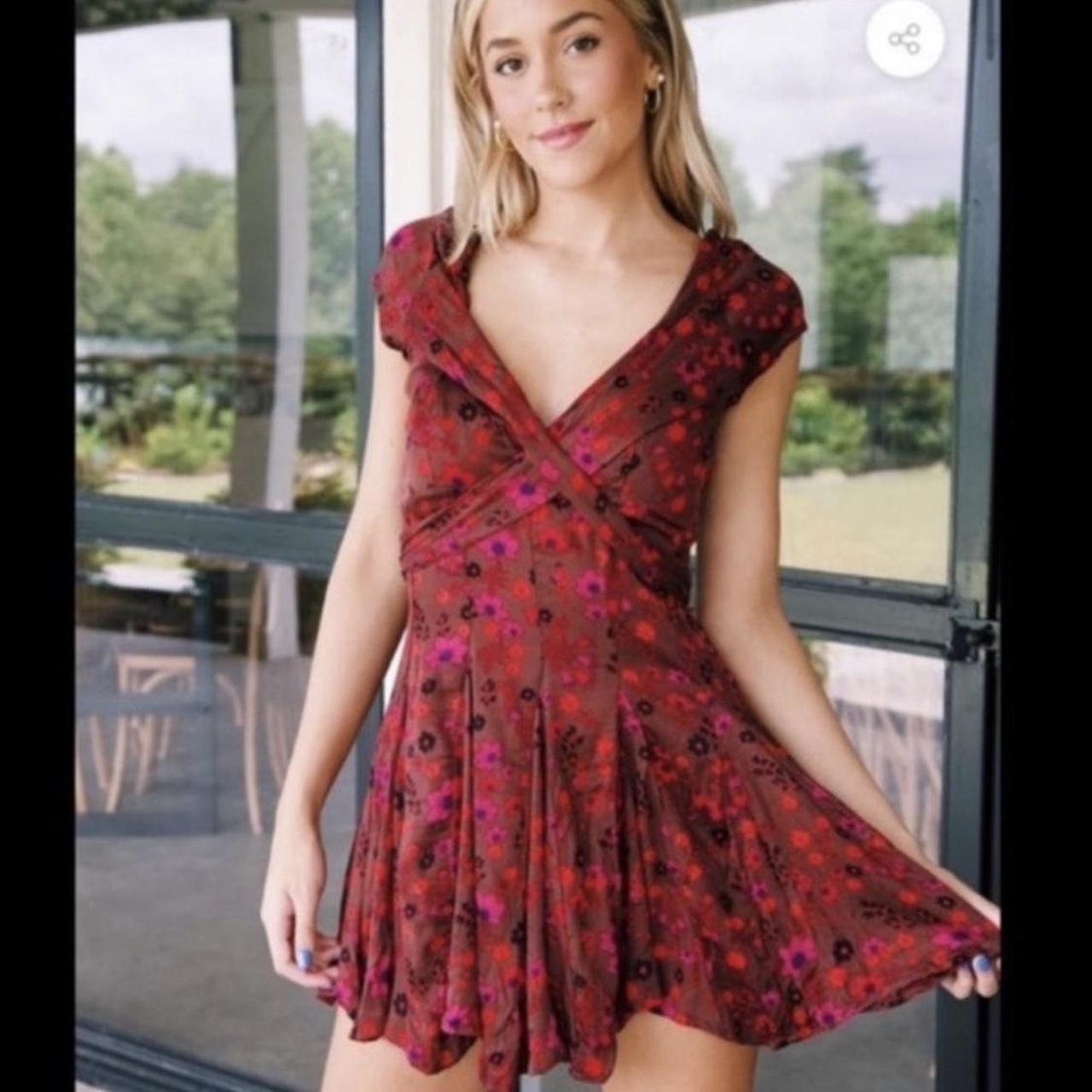 Free people red combo clearance dress