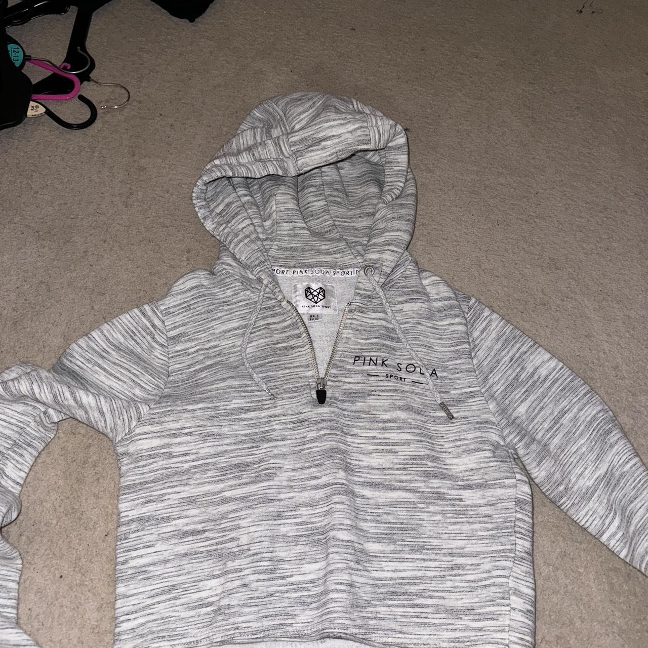 Pink Soda Sport grey quarter zip cropped hoodie