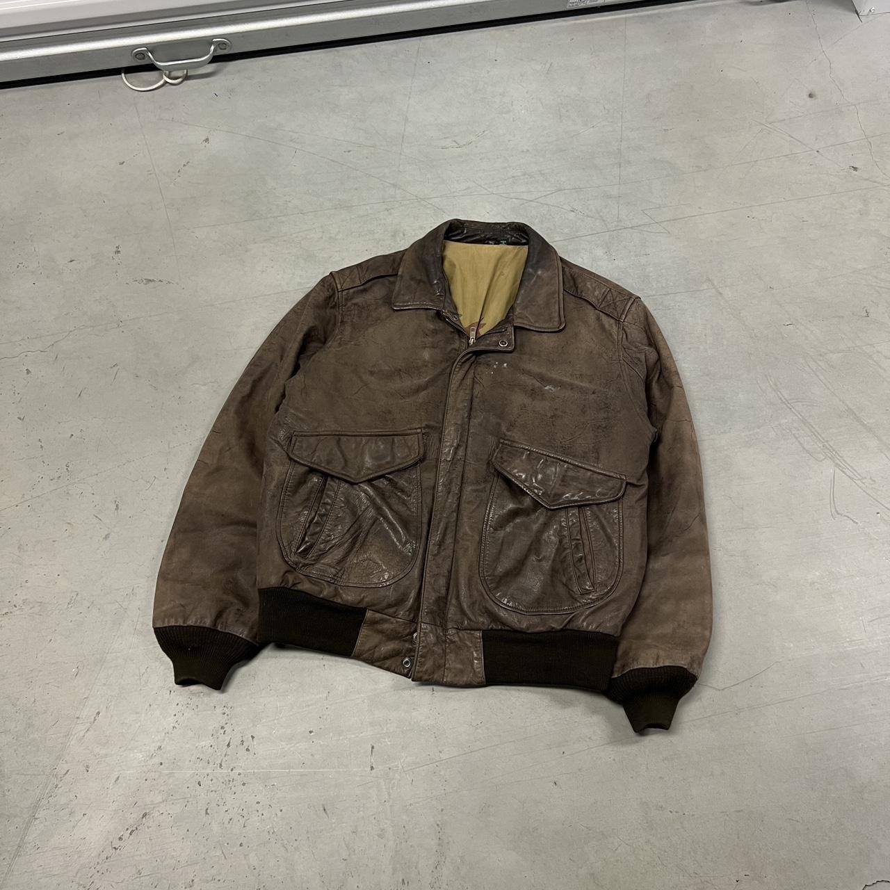 Vintage 90s Type A-2 Leather Jacket Unlucky Vintage... - Depop