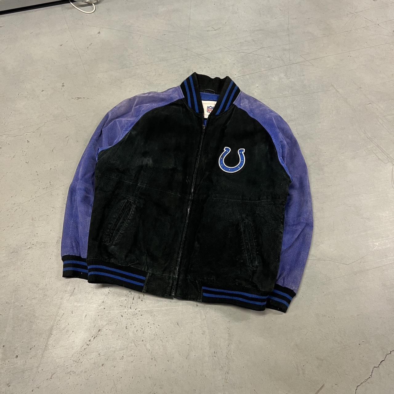 Vintage 90s Two Tone Colts Leather Varsity Jacket - Depop