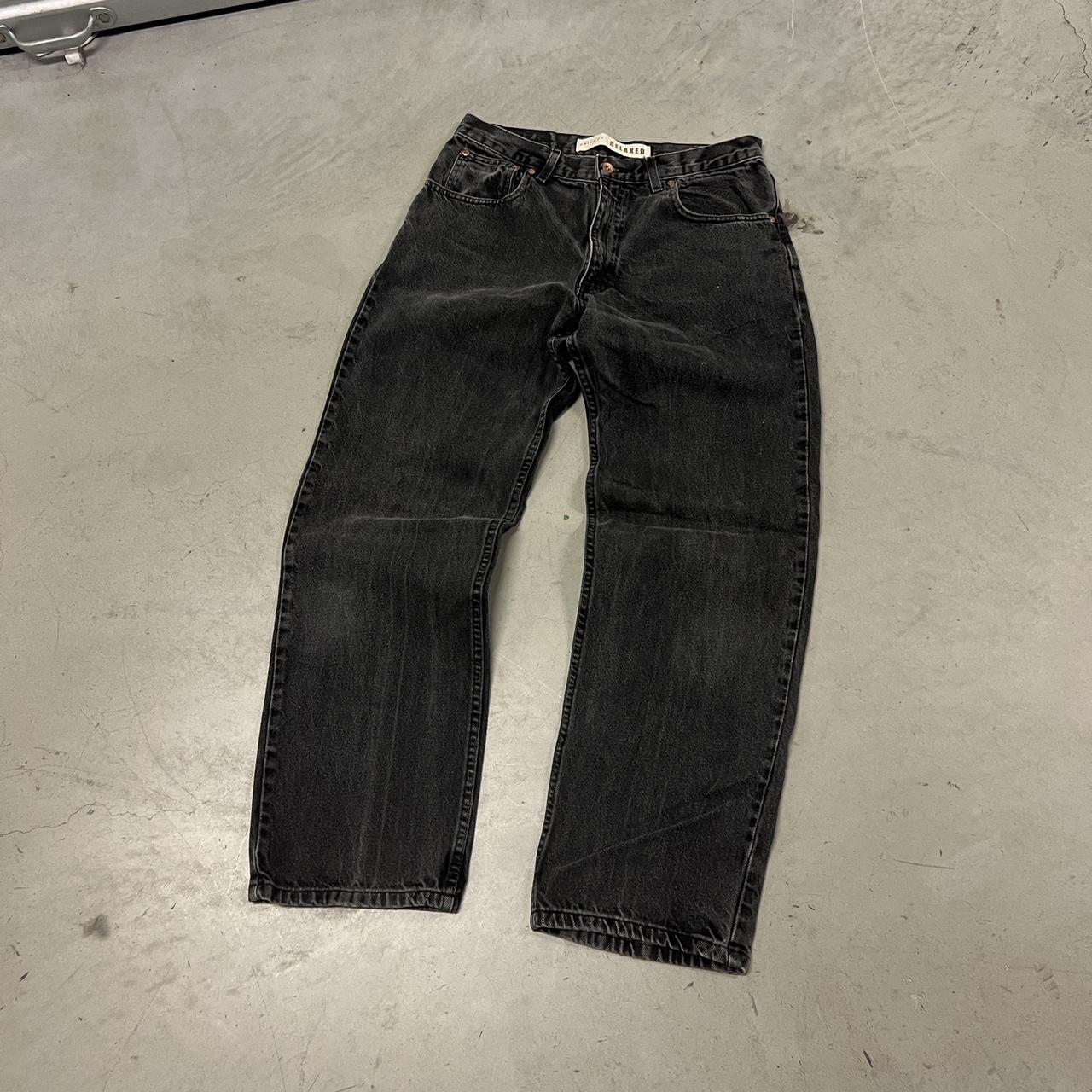 Vintage Faded Black Baggy Jeans 34x32 -About... - Depop