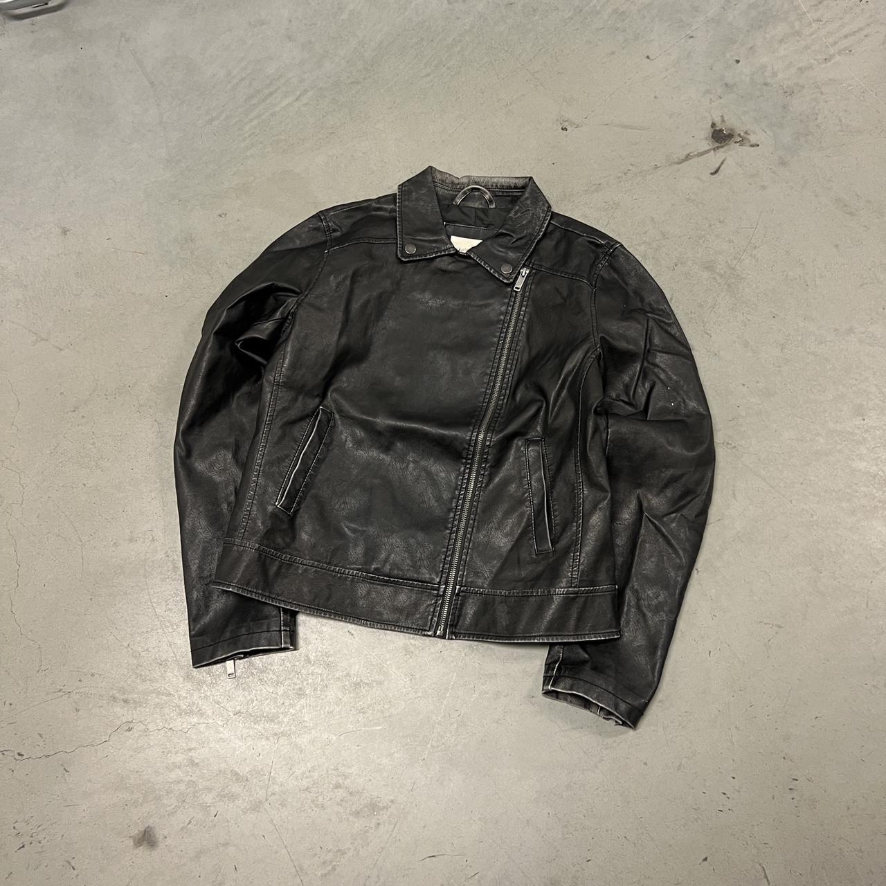 Vintage Faux Leather Biker Jacket Women’s M -About... - Depop
