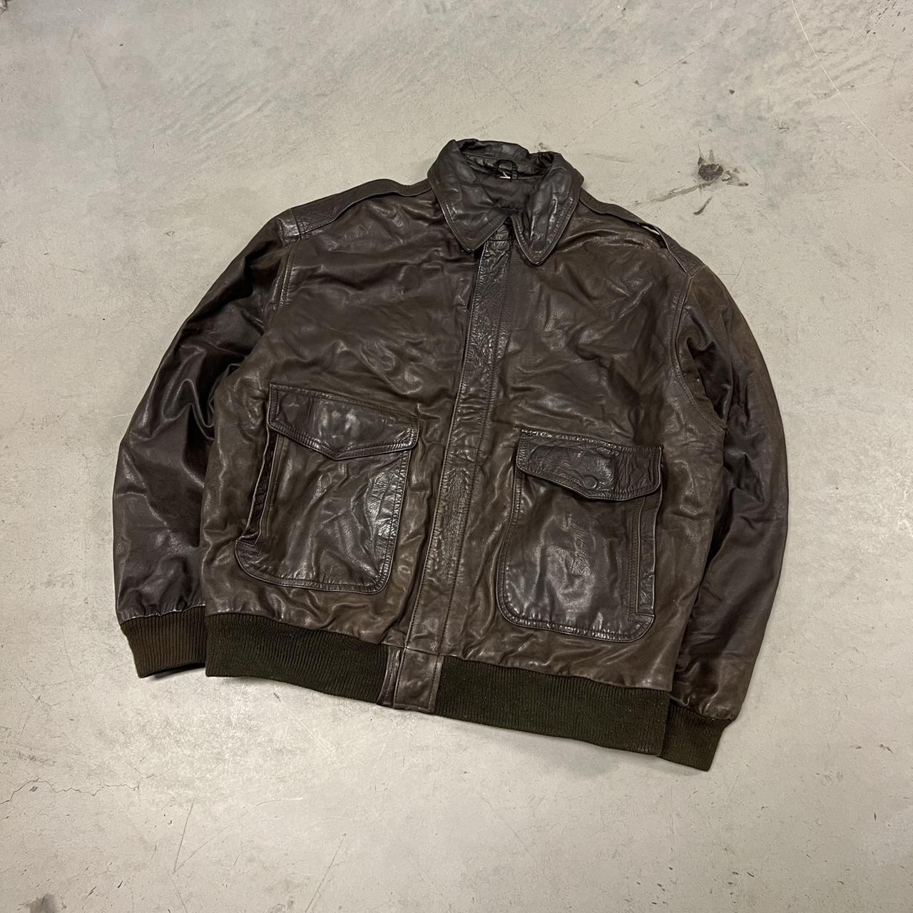 Vintage 90s Type A-2 Leather Jacket -About... - Depop