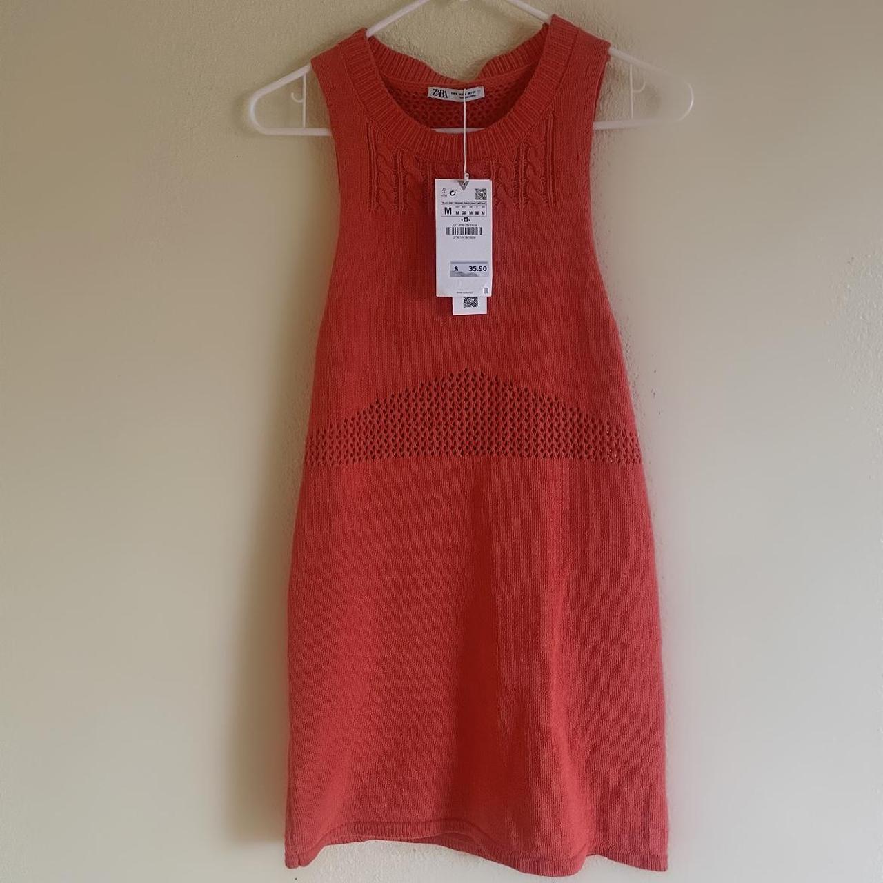 Zara Women's Orange and Red Dress | Depop