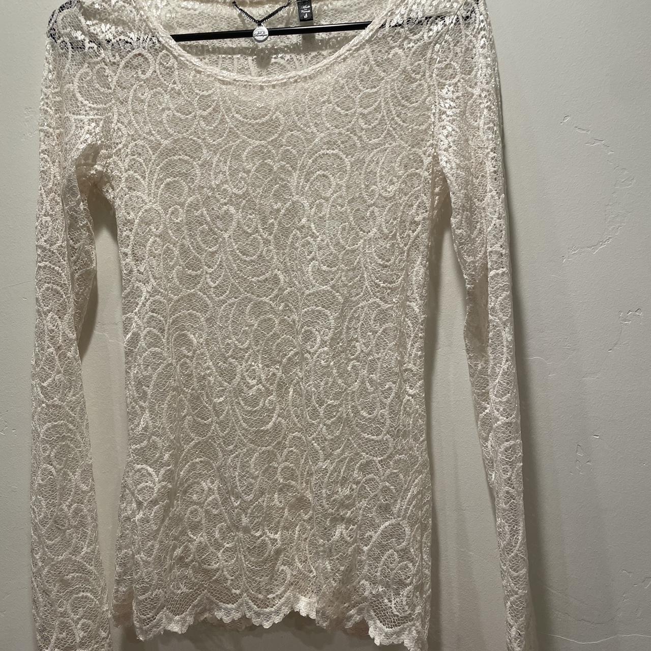 Lace see through top GORGEOUS lace. Pretty cream - Depop