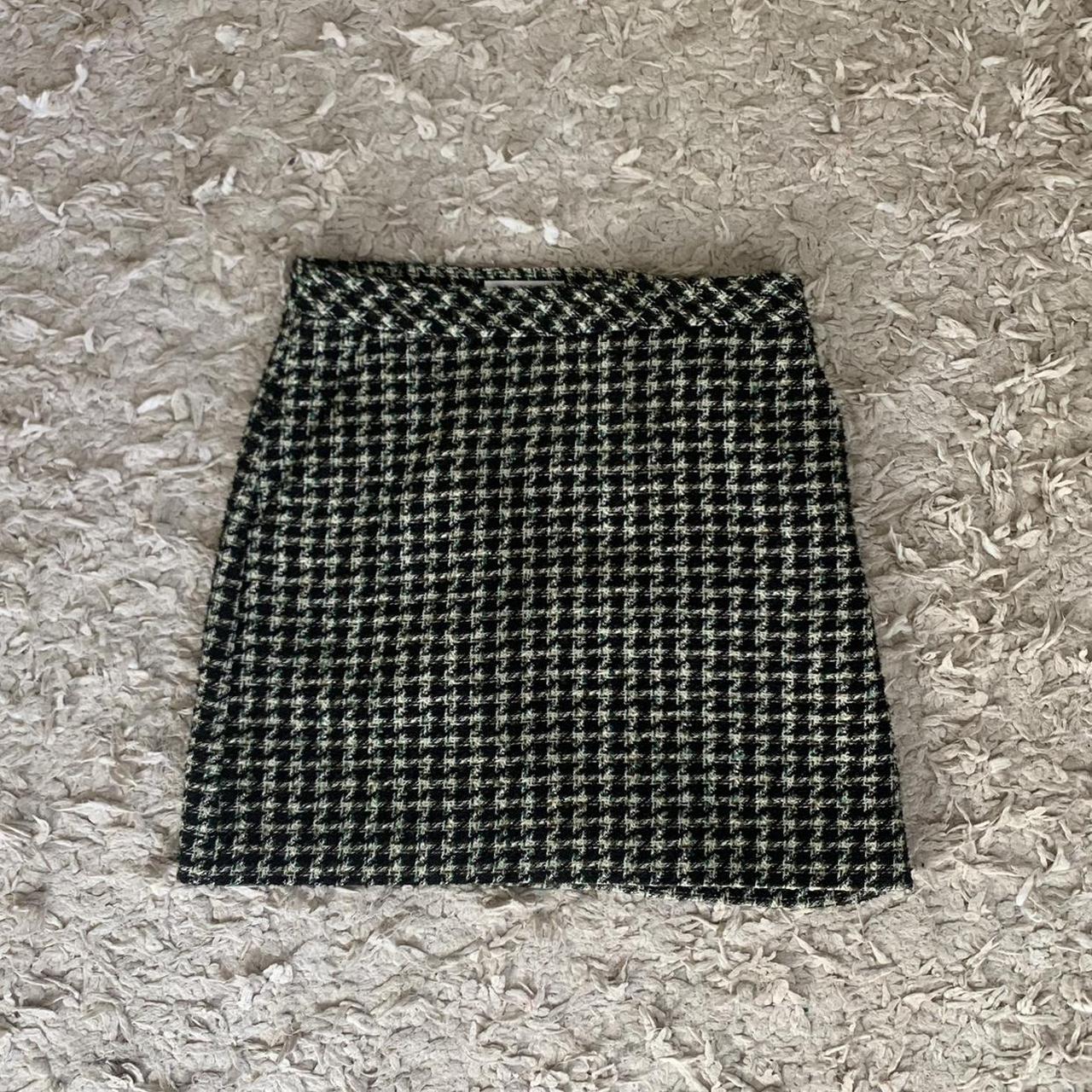 Black, green and cream mini skirt. Perfect for work... - Depop