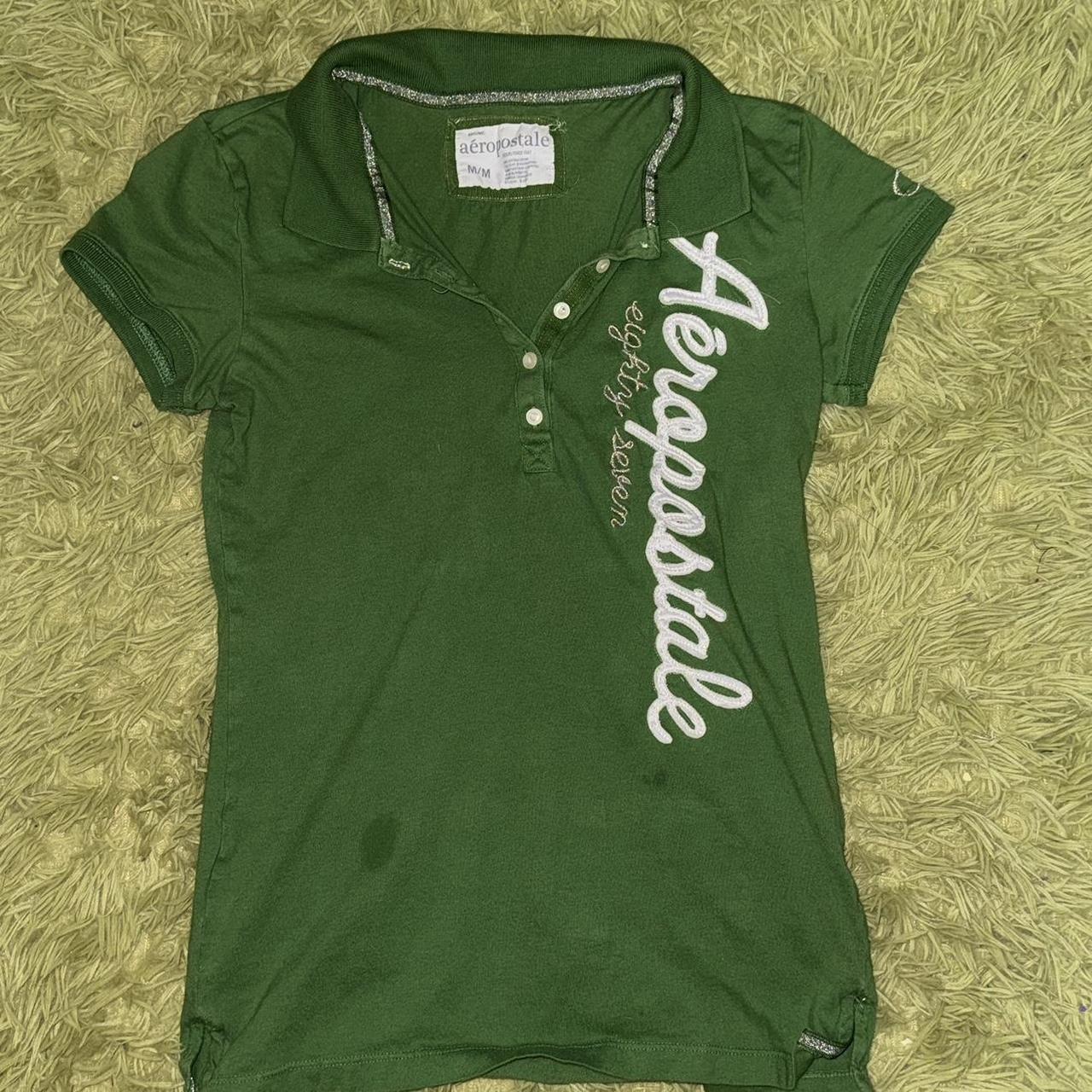 Green long baby tee Aeropostale with patch and... Depop