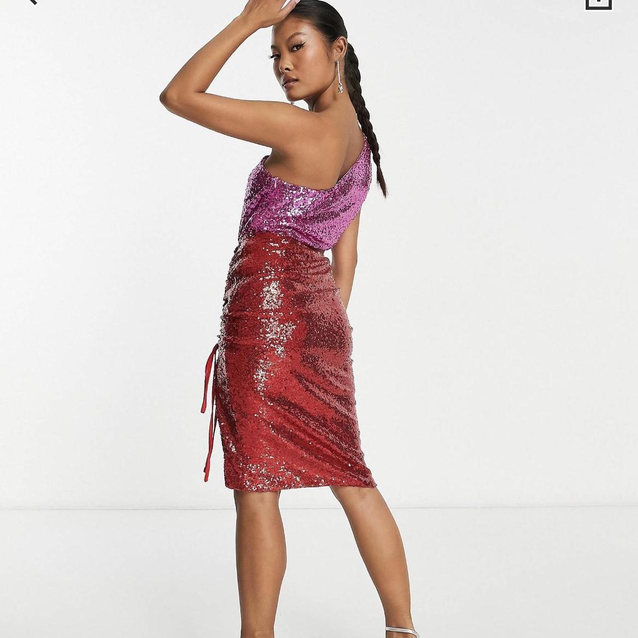 Collective The Label pink and red sequin dress with... Depop