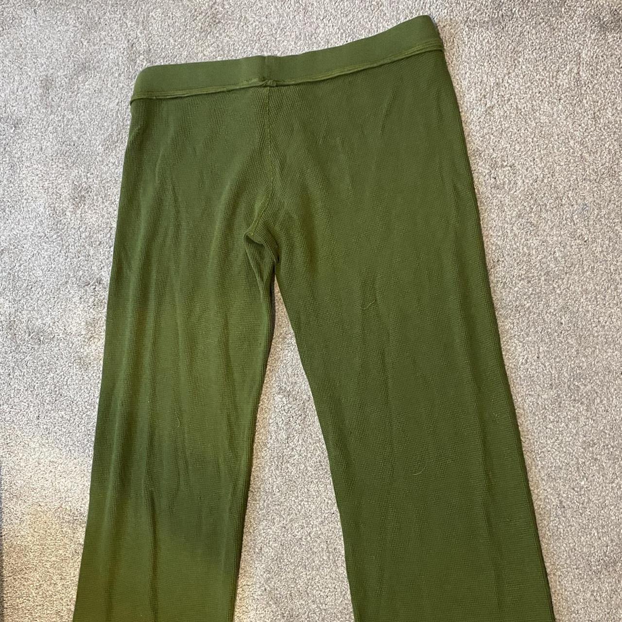 Y2k Juicy Couture Green Waffle Pants size... - Depop