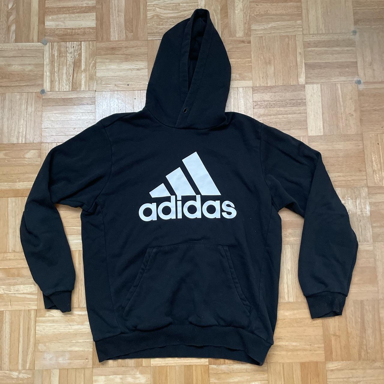 Adidas black hoodie #adidas #adidashoodie... - Depop