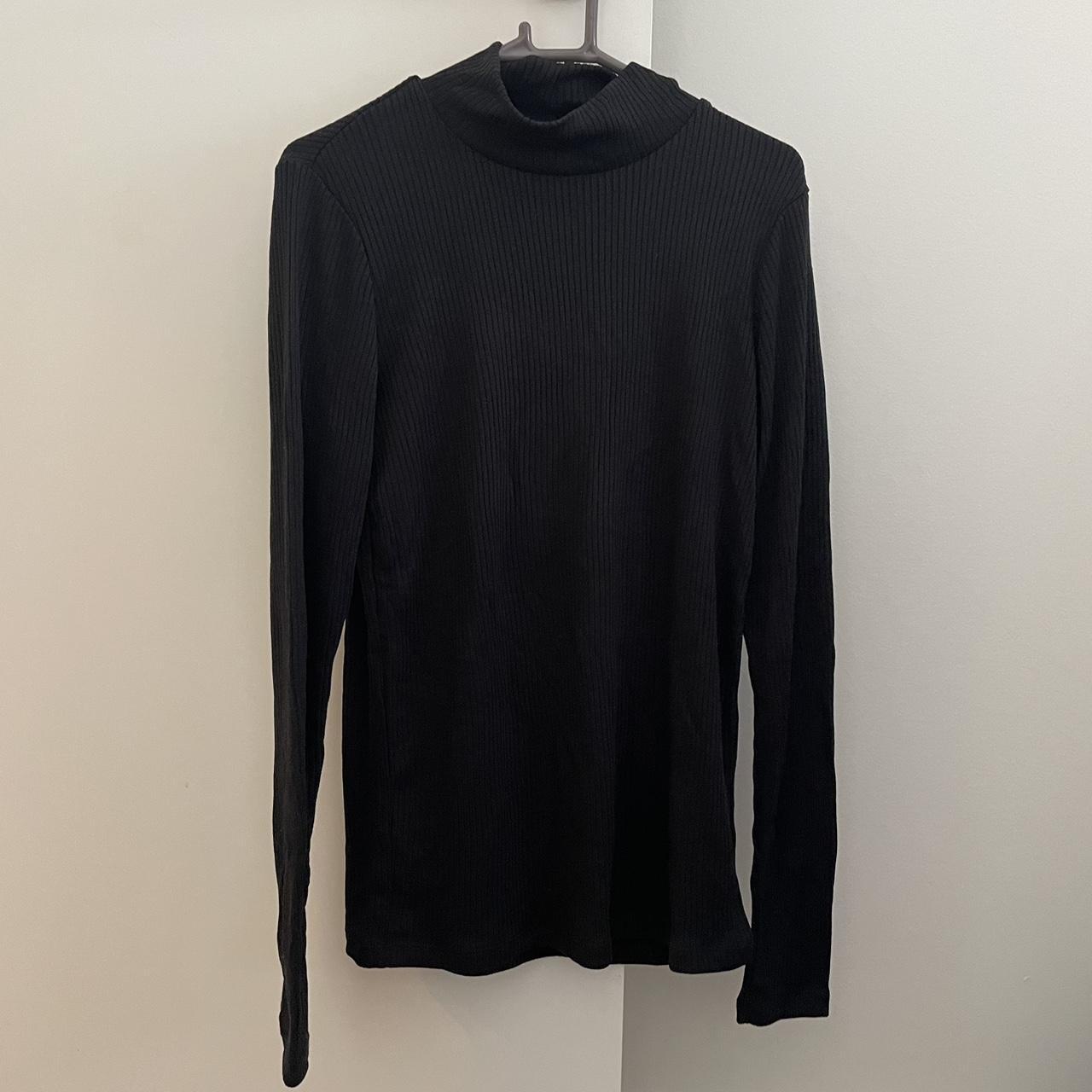 Uniqlo black ribbed turtle neck. Size S. Best fit... - Depop