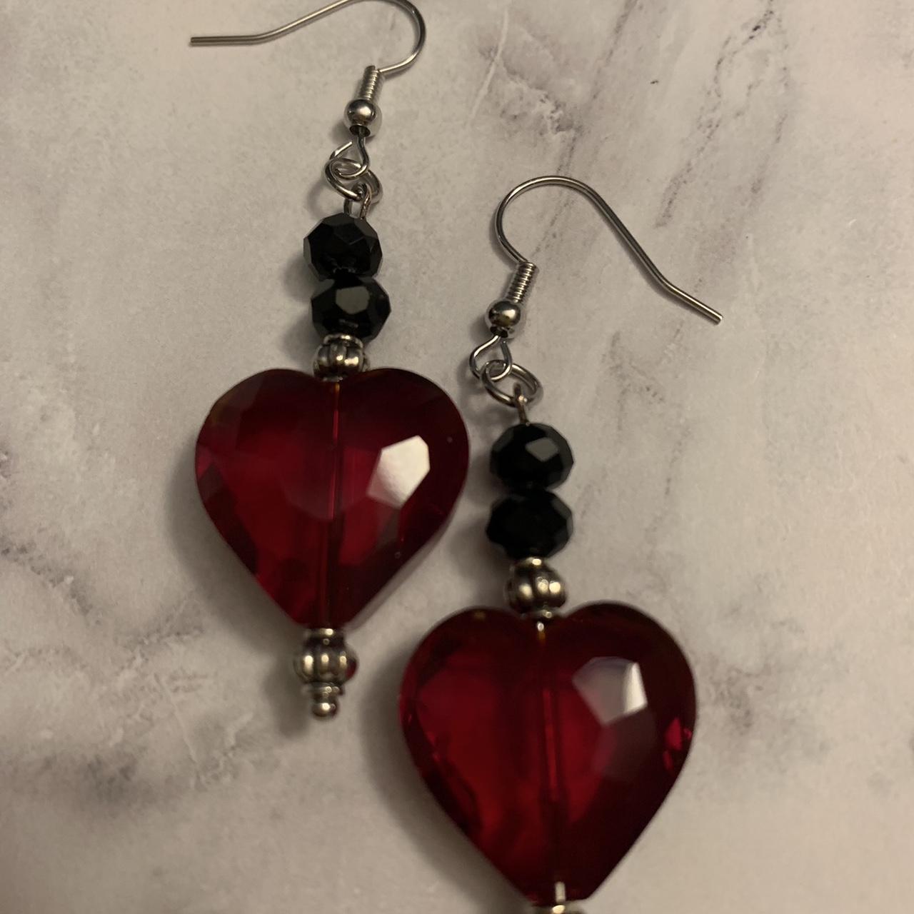 Beautiful red crystal glass beaded earrings. So... - Depop