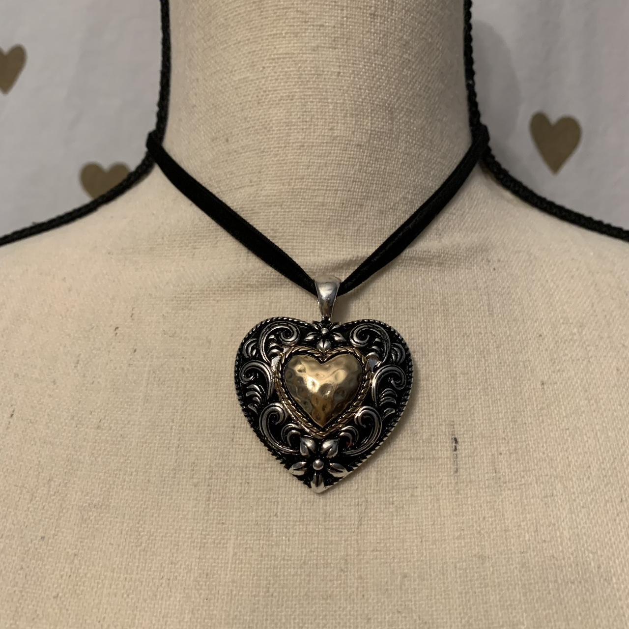 Super cute big heart charm on a black velvet choker.... - Depop