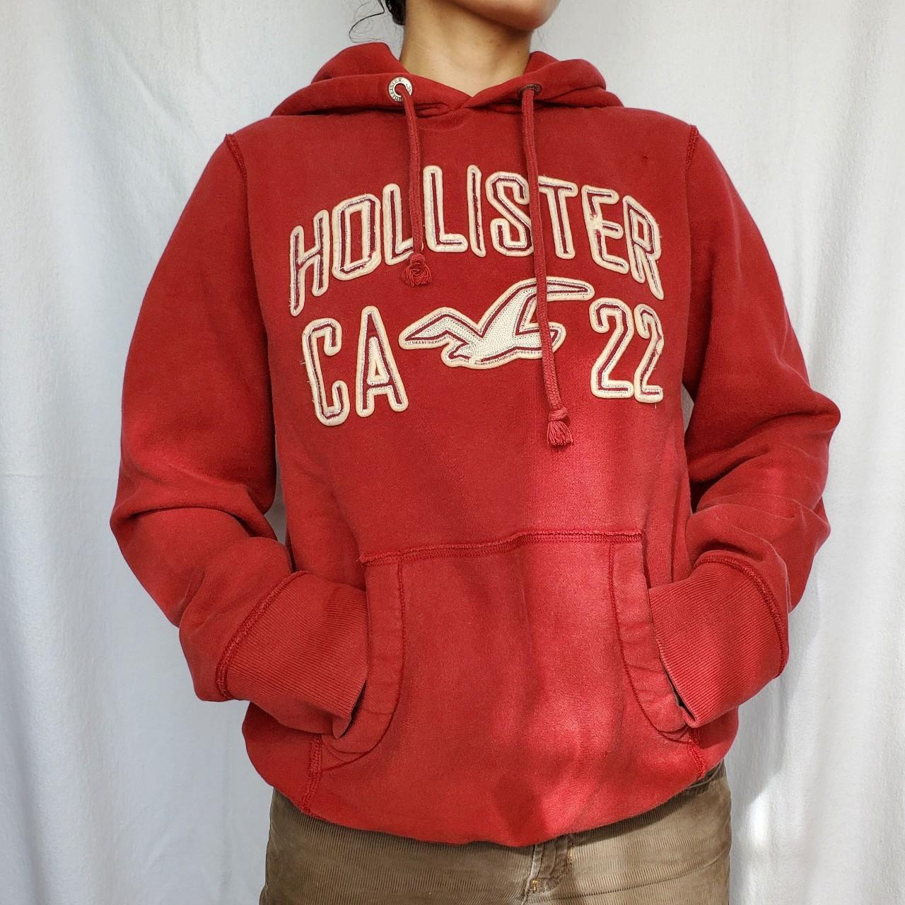 Red Hollister Hoodie Thick and comfy dark red... Depop